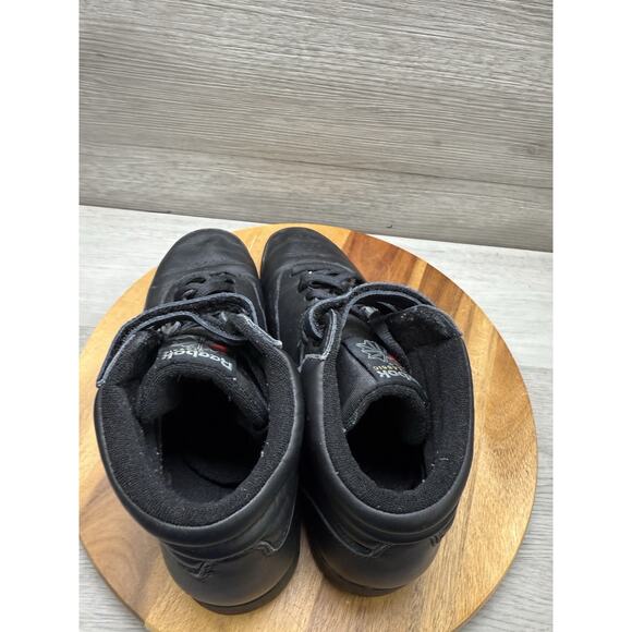 Reebok Classic Hi Top Shoes Aerobic Sneakers Freestyle Black Womens 9 - Picture 6 of 9
